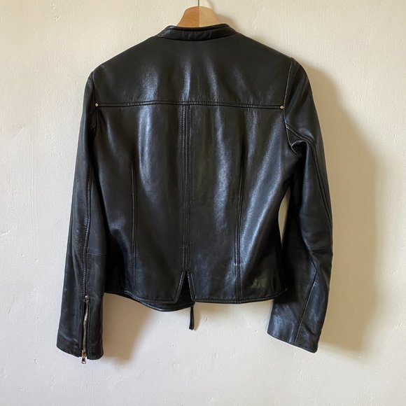 Genuine Black Leather Jacket by Mango - Picture 3 of 3